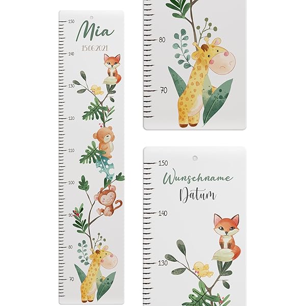 KIDSMOOD Messlatte Kinderzimmer Personalisiert - Holz Wachstumsmesser 70-140cm