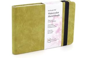 TUMUARTA Taccuino per schizzi con acquerello, 300 g/m², 100% cotone, 10 x 15 cm, 24 fogli, 48 pagine, grana fine, senza acidi, ideale per i viaggi