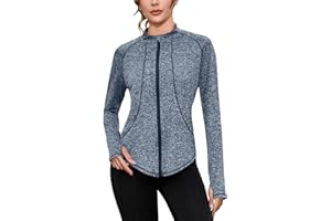 Gyabnw Chaqueta Deportiva Mujer Sudadera Cremallera Manga Larga Con Orificio para el Pulgar Sudadera Mujer Protección Solar Ligera y Transpirable