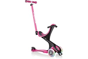 Globber Go-Up Comfort Lights Tricycle 3 en 1 120/80 mm ABEC 5 3 roues réglables en hauteur Rose