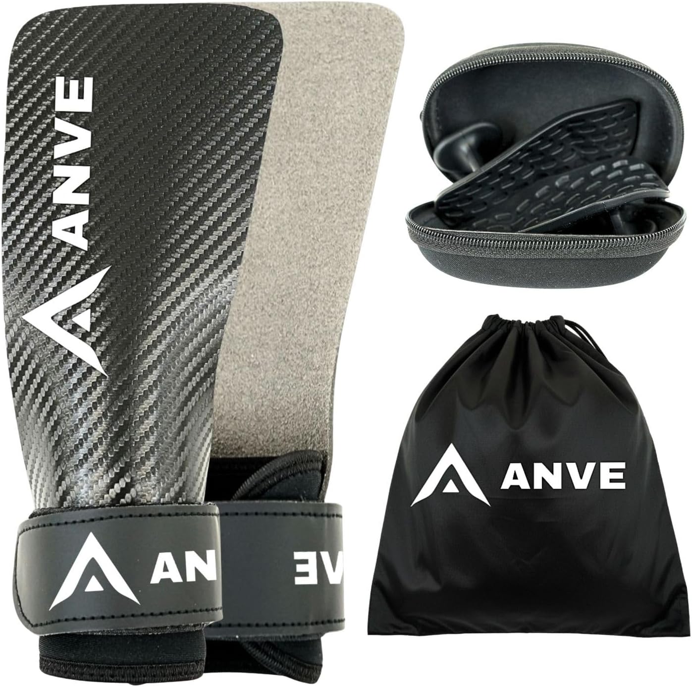ANVE®️ Calleras para Crossfit de Microfibra de Carbono + Bolsa de Almacenamiento + Agarre de Silicona con Estuche de Almacenamiento | Calleras Crossfit para Calistenia, Gimnasio, etc.
