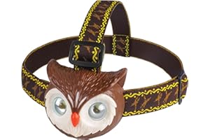 DX DA XIN Lampe Frontale à LED pour les Enfants Adultes Lampe Frontale Lumineuse Casque avec Son de Hibou 4 Modes d'Eclairage pour la Marche à Pied de Nuit Randonnée Camping Lecture