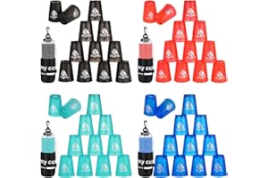 yeesport 48 Pcs Sport Stacking Cups, Sport Training Game for Challenge Competition, Plastic Stacking Cups, Classic Family Game for Kids and Adults, Red+Blue+Green+Black