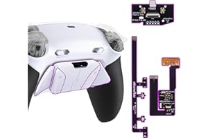 eXtremeRate RISE4 Plus MAX Remap Kit con Clicky Kit para ps5 Control Modelo BDM-030/040/050 Tope Gatillos & Goma Grip Carcasa Trasera & Palancas Traseras Remapeables para ps5-SIN Mando(Blanco Negro)