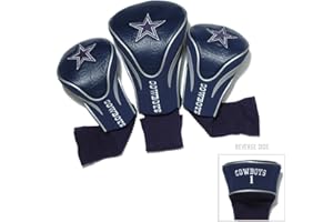 FOOTBALL FANATICS Team Golf NFL Dallas Cowboys Contour Golf Club Headcovers (3 Count), Numbered 1, 3, & X, Fits Oversized Drivers, Utility, Rescue & Fairway Clubs, Velour lined for Extra Club Protection