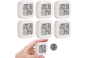 nuyikaso 6 pièces Thermomètre Hygromètre Interieur Mini LCD Digital Mural Conversion ℃/°F Remise à zéro pour Maison Bureau Chambre de Bébé Vestiaire