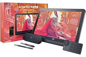 XP-PEN XPPen Artist Pro 19 (Gen 2) Tablette Dessin Graphique avec Écran 4K, Deux Stylet x3 Pro, ACK05 Mini Clavier Fourni, Compatible avec Windows macOS Android Chrome OS Linux