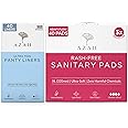 Azah Rash free Sanitary pads + Ultra soft panty liners | Sanitary combo pack for women | Pack of 40 - All XL organic cotton pads (without disposable bags) and 40 liners | Made Safe Certified