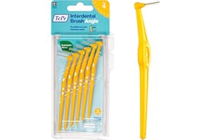 ‎TEPE TePe Angle Interdentalbürsten Gelb (ISO Größe 4: 0,7 mm) / Kontrollierte Reinigung der Zahnzwischenräume auch an schwer zugänglichen Stellen / 1 x 6 Angle Interdentalbürsten