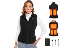 Vofuoti Women's Heated Vest with Power Bank, 3 Heat Settings, Heated Jacket with Electric USB Body Warmer, Slim Fit Electric Heating Vest for Motorcycle, Outdoor, Christmas