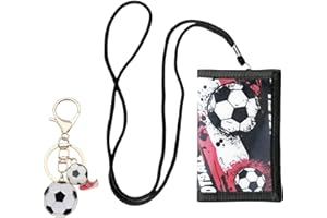 iuiiaii 2 Pcs Kids Wallets for Boys, with a Lanyard Boys Wallets for Teenagers, with Football Keyring, Attractive and Durable Can be Given as a Birthday or Hholiday Gift to Your Boy