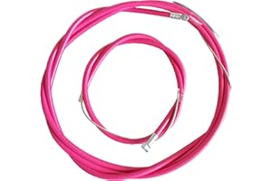 AASh Complete Front & Rear Inner Outer Wire Brake Cable Set with Barrel Cap Bike Bicycle | Pink