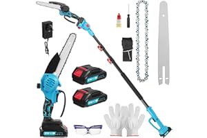 WZTO Cordless Pole Saw 6.7Ft, 2 in 1 High Branch Saw & 6 Inch Mini Chainsaw Cordless with Extension Pole, Brushless Electric Pole Saw Long Reach Chainsaw Battery Powered Pole Saw for Tree Trimming