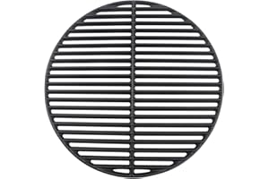 Plowo 18 3/16" Grill Grates for Large Big Green Egg, Cast Iron Grid Grates Replacement for Kamado Joe KJ23RH Classic I, KJ-23RHC Classic II, KJ23NRHCI Classic III, Vision Grill VGKSS-CC2, B-11N1A1-Y2A