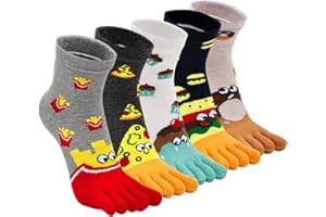 ZFSOCK Chaussettes 5 Doigts Femme Coton Chaussettes Orteils Séparés Running Chaussette Doigt de Pied Sport Femme Fantaisie Drole Motif à Animaux Chat Chien Taille 36-41