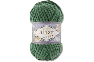 WOHNKULT 100 g Alize Velluto Wool in 30 Selections (532 | Pine Green)