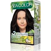 SEA COLOR Amonyaksız, Vegan, Doğal, Besleyici Kalıcı Sa&ccedil; Boyası%100 Beyaz Kapama (1 PAKET 2 x 50 ml Boya &amp; OKSİDAN) (Koyu Kah