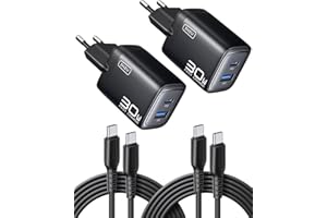 INIU 30W USB C Ladegerät 2-Pack, [USBC + USBA] Schnellladegerät mit Kabel, GaN PD Mehrfach Netzteil, USB C Charger für iPhone 17 16 Pro Max, iPad Pro, MacBook Air, Galaxy S25 S24 S23 Ultra, Google etc