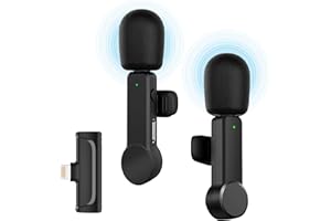 Jeefu Lavalier Mikrofon Kabellos für iPhone, Bluetooth Mikrofon Ansteckmikrofon Rauschunterdrückung Stummschaltung, Handy Mikrofon für Live-Streaming Videoaufzeichnung YouTube Vlog