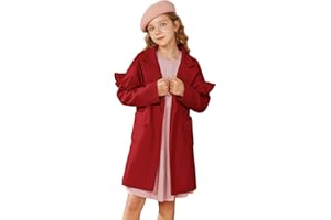 GRACE KARIN Mädchen Langarm Zweireihiger Mantel mit Reverskragen Casual Knielang Open Front Warme Winddicht Mantel