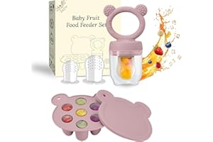 Zufio Grignoteuse bébé - sans BPA Tetine grignoteuse bébé 4M+ moule à glace au lait maternel conservation lait maternel - alimentateur de fruits en silicone (Purple)