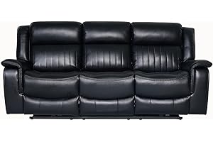 Emporium Furniture Electric Recliner Premium Leather 3 2 Seater Sofas Couches & Armchair reclining seats cup holders USB charging ports & wireless charging pad (Black, 3 Seater), EmpERec24