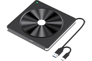 AUMDIE Lector CD/DVD Externo, Grabadora DVD Externa con USB 3.0 y Type-C,Disquetera Externa USB CD/DVD-RW Drive,Lector DVD Externo para Portatil,PC,Laptop,Windows 11/10/8.1/XP/Linux/MacOS,iMac,Macbook Blanco