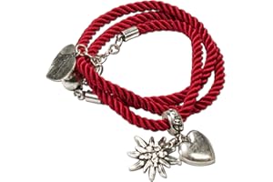 Alpenflüstern Trachten-Wickelarmband Edelweiß - Damen-Trachtenschmuck, Trachtenarmband, Kordel-Armband in traditionellen Farben DAB026
