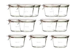 Weck Lot de 12 bocaux en Verre avec Couvercle 370 ML (1/4 l)