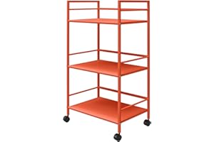DHP Furniture Cache Metal Rolling Cart Orange Serving Trolley