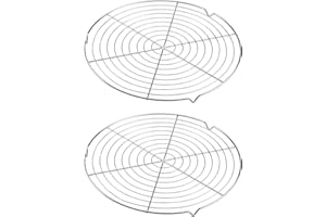 Wandefol 2 Pcs Grille Ronde à gâteaux, Grille de Refroidissement Ronde en Acier Inoxydable pour Pâtisserie Café Restaurant, 32 x 32 x 3 cm