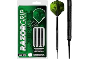 DESIGNA DARTS DESIGNA Razor Grip V2 Dartpfeile aus Wolfram, weiche Spitze, Schwarz