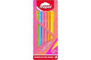 MAPED - Pennarelli Graph'Peps NEON - Pennarelli a punta fine 0,4 mm - Punta morbida e resistente - Comfort di scrittura e disegno - 6 penne pennarelli di colori: verde, blu, rosa, corallo, arancione,