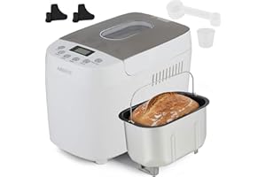 Arebos Macchina per il pane 1500 g | con 15 programmi | 2 ganci per impastare | timer | display LCD | 3 livelli di doratura e dimensioni del pane | 850 W | Bianco