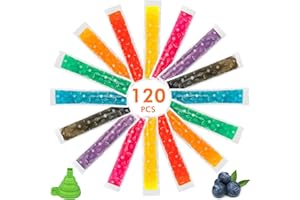 OBCARN Wassereis Tüten, 120 Pack Wassereis Formen, Wassereis Selber Machen, Eis Am Stiel Taschen mit Grünem Trichter (22.5 x 5.5 Cm) MEHRWEG (Transparent)