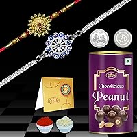DeoDap Multicolor Unique Bracelet / Rakhi for Brother, Bhaiya, Bhabhi, Rakhi Set of 2 & Rakhi Rituals Combo, Rakhi with…