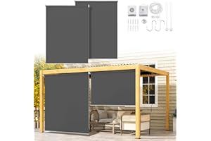 Ikodm Toldo Vertical para Exteriores 100 x 240 cm, toldo Enrollable para Balcones y terrazas, protección Solar y de la intimidad, Gris