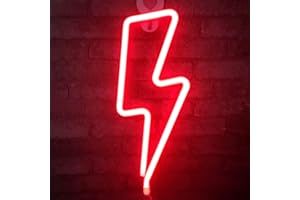 QIAOFEI Lampe au néon, LED Lightning Sign Shaped Decor Light, décoration murale pour Noël, fête d'anniversaire, chambre d'enfants, salon, décoration de fête de mariage (rouge)