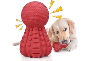 BEAUTLOHAS. Hundespielzeug Unzerstörbares für Aggressive Kauer, Hunde Kauspielzeug, Ungiftig, Robust, Naturkautschuk, Quietschend, für mittelgroße und große Hunde- Rot