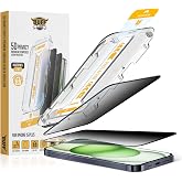 BUFF LABS iPhone 15 Serisi ile Uyumlu 5D Privacy EasyFit 2 Adet Kolay Uygulama Aparatlı Ekran Koruyucu Temperli Cam Hayalet E