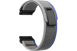 ZoRoll 22mm QuickFit Correa para Garmin Fenix 7 Pro/Fenix 7 / Fenix 6 Pro/Fenix 6 / Fenix 5 Plus/Fenix 5, Elasticity Pulsera de Nailon con Velcro para Garmin Epix (Gen 2) / Epix - Azul&Gris