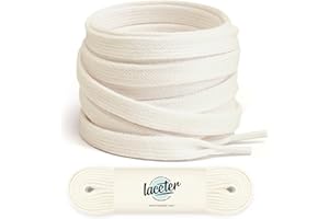 Laceter Lacci Scarpe Piatti 100% Cotone - Stringhe Scarpe da Sportive Resistenti - Lacci bianchi o di colore alternato - Larghezza 8mm