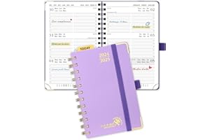 POPRUN Agenda Settimanale 2024 2025 Tascabile 16 x 10,5 cm, Diario Scuola 17 Mesi da Ago.2024 a Dic.2025, Copertina Rigida con Carta Spessa da 80 GSM, Viola Chiaro