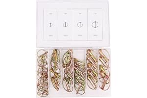 Yuhtech Pasadores de Anilla, 50 Pieza 4 Tamaños Surtido de Pasadores con Clip de Seguridad Pasadores Plegables para Tractores Agrícolas Remolque