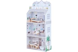 Teamson Kids House per Bambole giganti Little World di Olivia con mobili e Accessori, casa delle Bambole in Legno, 3 Anni di Gioco da 12 Pollici di Bambole per Bambini, di età+ Anni+