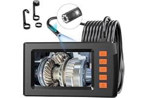 SunnyOcean Dual Lens Inspection Camera with Light, 4.3" LCD Screen, IP67 Waterproof, 1080P HD Borescope, 9 LEDs, 16.5ft Semi-Rigid Cable