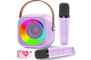 MICQUTR Macchina per karaoke per bambini 3-12 anni - Microfono Bluetooth, 2 microfoni, luci LED, trasformazione voce, regalo compleanno ragazzo/ragazza, giochi musica famiglia