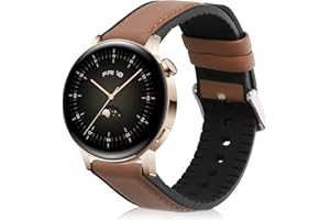 kwmobile Bransoletka kompatybilna z Huawei Watch GT3 (42 mm) / Watch GT2 (42 mm) / Watch 2 – skórzany pasek fitness do zegarka, kolor brązowy, czarny