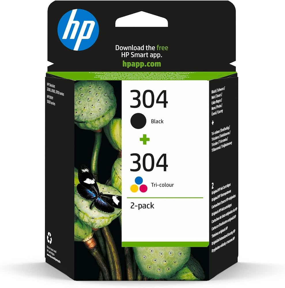 HP 304 (3JB05AE) Multipack Orijinal Yazıcı Kartuşları 1x Siyah, 1x Renk HP DeskJet 26xx, 37xx, ENVY 50xx, 2 Sayı (1'li Paket), 120 sayfa (siyah)