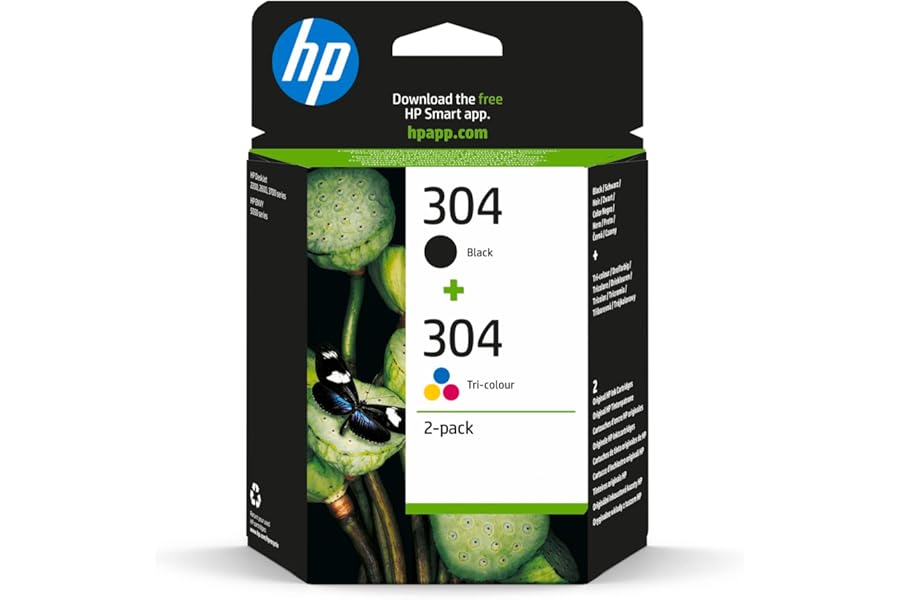 HP 304 Black/Tri-colour Original Ink Cartridge (3JB05AE) - Works with: HP DeskJet 2622, 2634, 2630, 3764, 3760, 2633, 2632, 3750, 3762, HP ENVY 5032, 5030, 5020